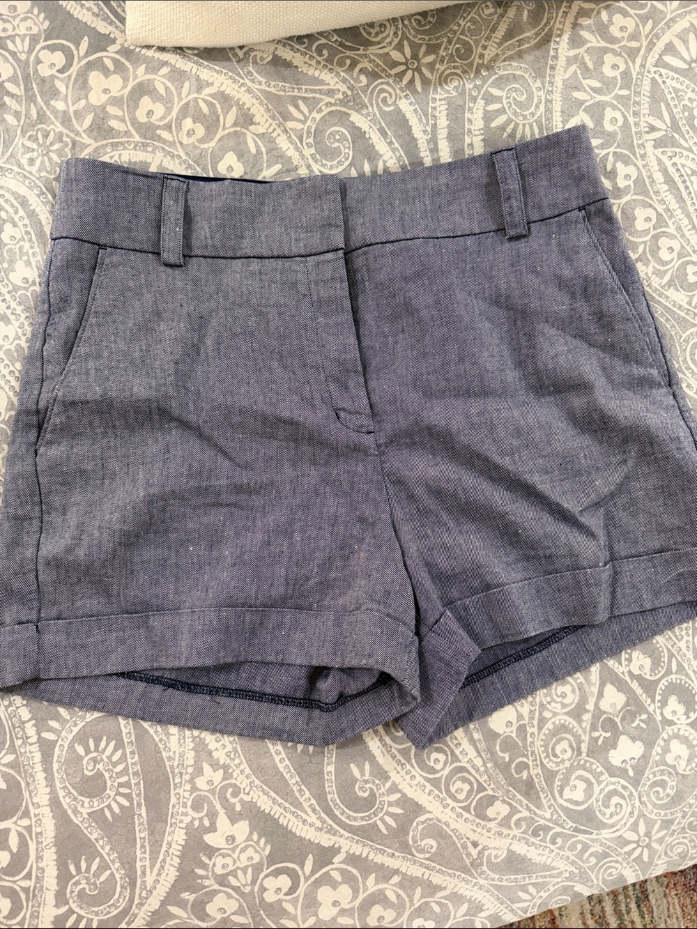 Express High-Waisted Chambray-Look Shorts - Blue